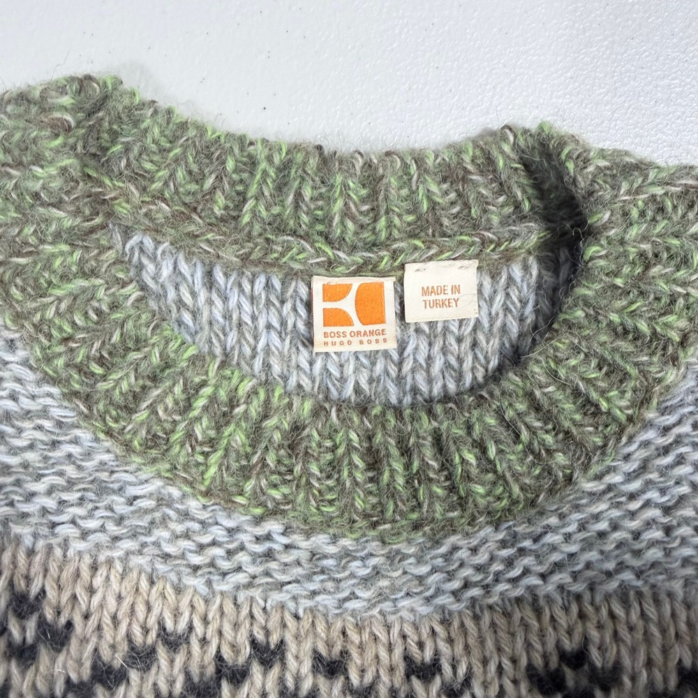 Hugo Boss Orange Wolmar Fair Isle Wool Alpaca Blend Sweater Earthy Color Small - Picture 5 of 8